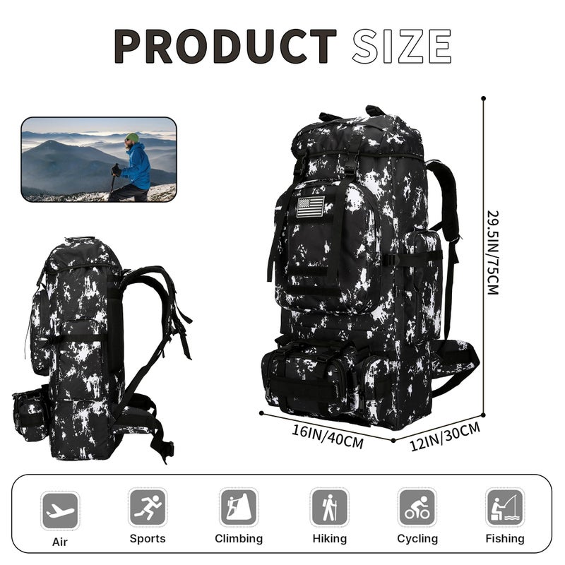 King'sGuard 100L Camping Hiking Backpack Molle Rucksack Military Camping Backpacking Daypack (Black Lighting) - Image 2